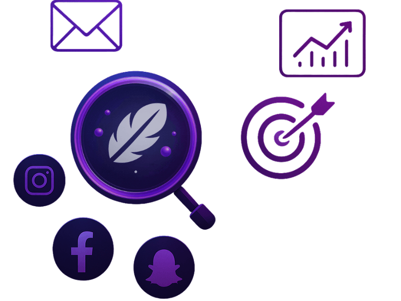 Visual representation of Seovative’s comprehensive digital marketing services including AI-driven SEO, Google Ads, PPC, social media marketing, content creation, website design, email campaigns, online reputation management, automation, and chatbot solutions for business growth.